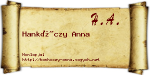 Hankóczy Anna névjegykártya